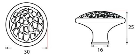 Domed-Hammered-Cupboard-Door-Knob-30mm-Diameter-Diagram