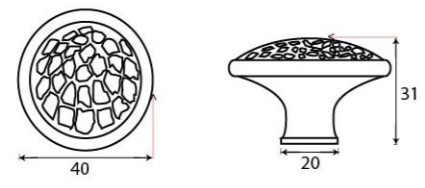 Domed-Hammered-Cupboard-Door-Knob-40mm-Diameter-Diagram