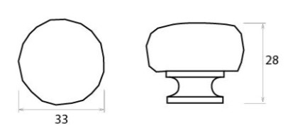 Elan-Hammered-Cupboard-Door-Knob-33mm-Diameter-Diagram
