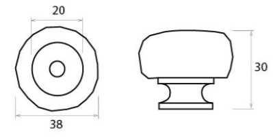 Elan-Hammered-Cupboard-Door-Knob-38mm-Diameter-Diagram