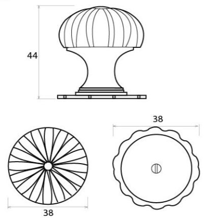 Flower-Design-Cupboard-Door-Knob-38mm-Diameter-Diagram
