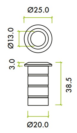 Flush-Bolt-Floor-Socket-Dust-Excluder-For-Concrete-Fixing-38mm-x-20mm-Diagram