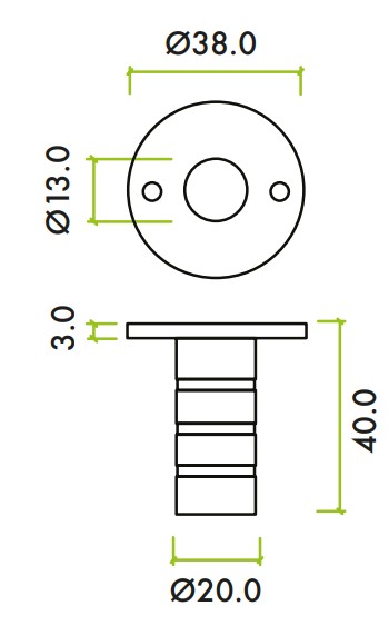 Flush-Bolt-Floor-Socket-Dust-Excluder-For-Timber-Fixing-38mm-x-20mm-Diagram