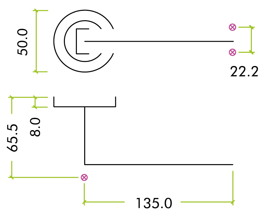 Garda-Tubular-Lever-Door-Handles-And-Round-Rose-Diagram