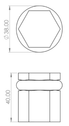 Hexagonal-Pattern-Floor-Mounted-Door-Stop-40mm-x-38mm-Diagram