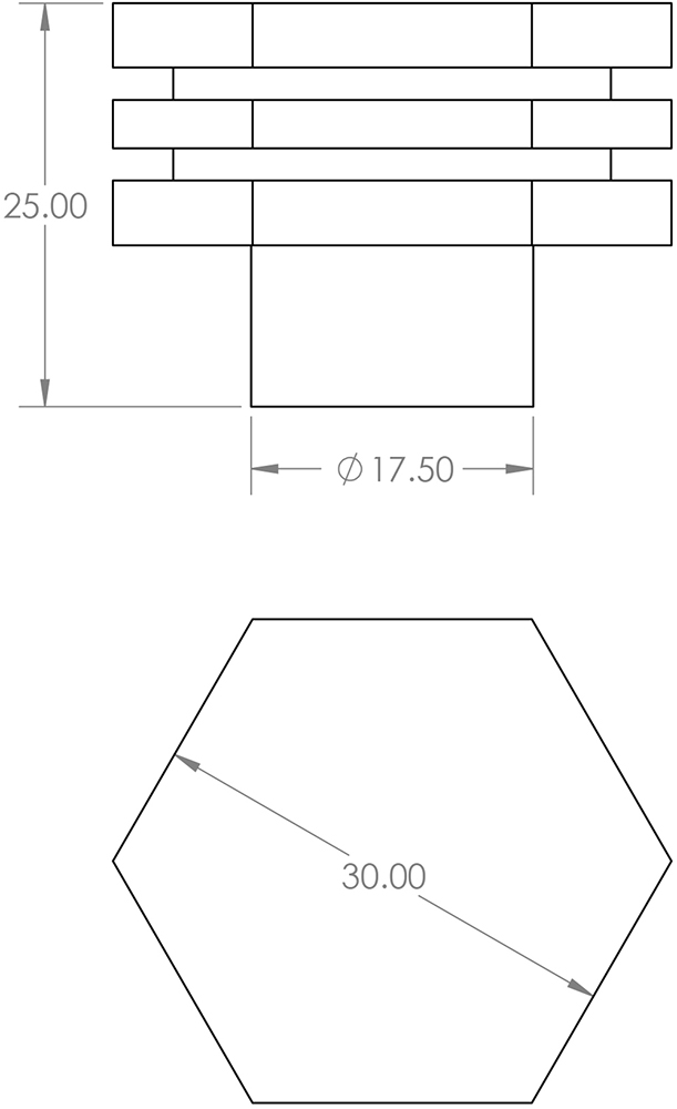 Hexagonal-Stepped-Detail-Cupboard-Knob-Diagram
