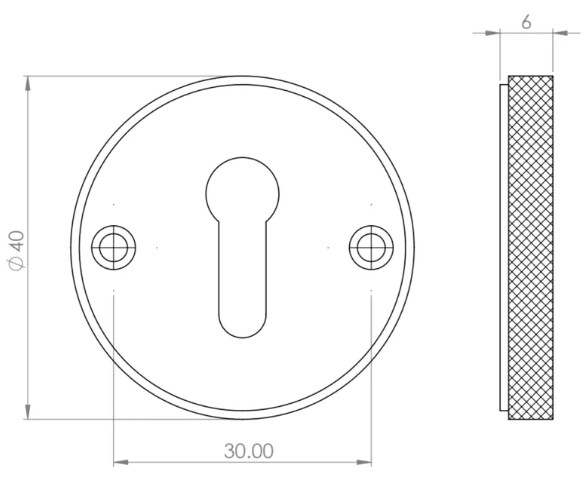Knurled-Edged-Standard-Profile-Escutcheon-Face-Fixed-40mm-Diameter-Diagram