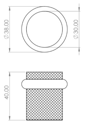 Knurled-Pattern-Floor-Mounted-Door-Stop-40mm-x-38mm-Diagram