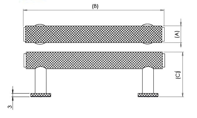 Knurled-Pattern-Tubular-Shape-Cabinet-Pull-Handle-Dimensions-Diagram Knurled-Pattern-Tubular-Shape-Cabinet-Pull-Handle-Dimensions-Diagram