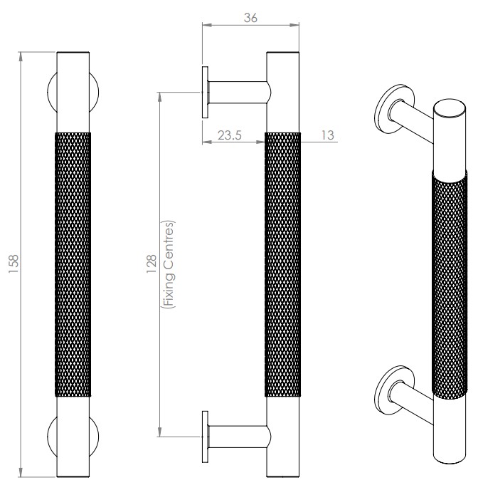 Knurled-T-Bar-Cabinet-Bolt-Through-Fixing-Pull-Handle-Diagram-128mm