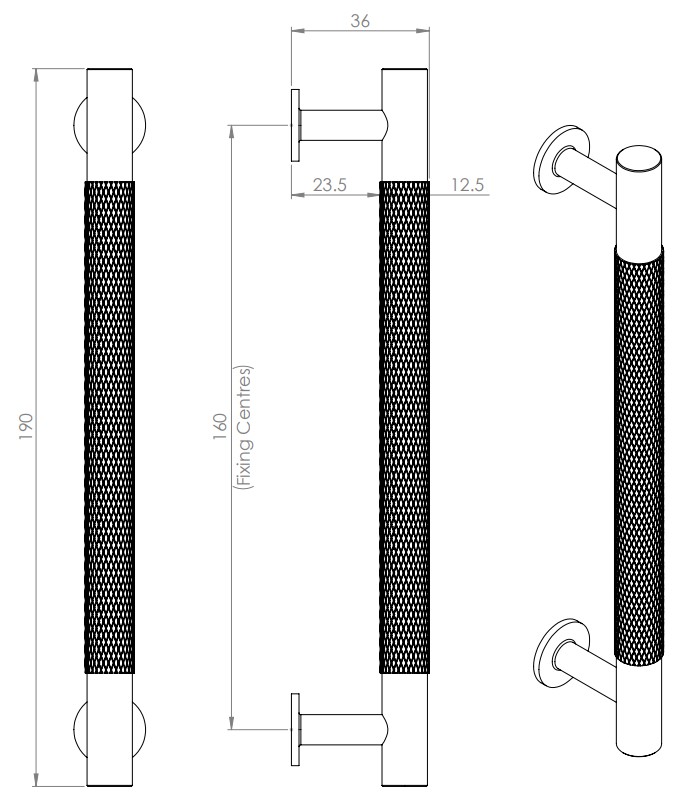 Knurled-T-Bar-Cabinet-Bolt-Through-Fixing-Pull-Handle-Diagram-160mm