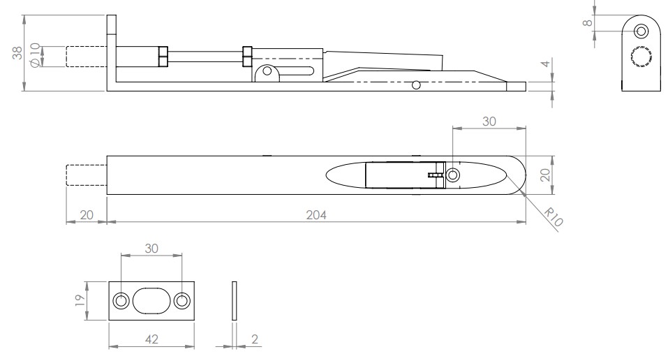 Lever-Action-Flush-Bolt-Radius-Pattern-Diagram