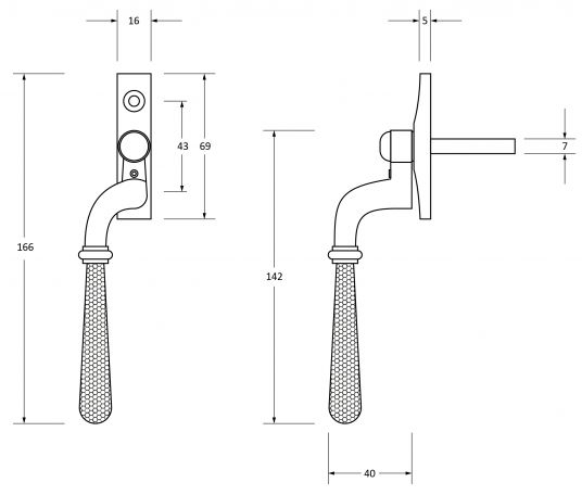 Newbury-Cranked-Hammered-Pattern-Locking-Espagnolette-Handle-Window-Fastener-Diagram