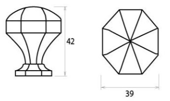 Octagonal-Design-Cupboard-Door-Knob-39mm-Diameter-Diagram