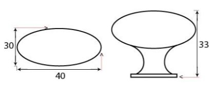 Oval-Hammered-Cupboard-Door-Knob-40mm-x-30mm-Diagram