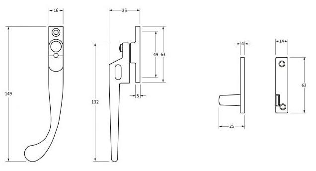 Peardrop-Pattern-Locking-Night-Vent-Handle-Window-Fastener-Left-&-Right-Hand-Diagram