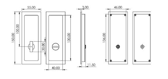 Rectangular-Bathroom-Turn-&-Release-Flush-Handle-150mm-x-40mm-Diagram