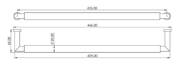 Rectangular-Pull-Handle-With-Rounded-Grip-Diagram