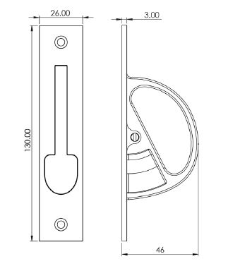 Rectangular-Sliding-Door-Finger-Edge-Pull-130mm-x-26mm-Diagram