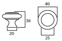 Regency-Design-Cupboard-Door-Knob-40mm-Diameter-Diagram