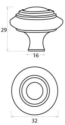 Ringed-Pattern-Cupboard-Door-Knob-32mm-Diameter-Diagram
