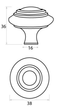 Ringed-Pattern-Cupboard-Door-Knob-38mm-Diameter-Diagram