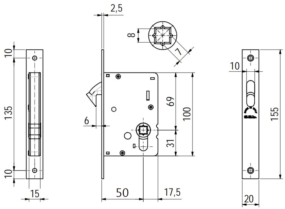 SAB-Sliding-Door-Bathroom-Turn-And-Release-Lock-Set-Diagram