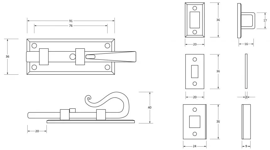 Shepherds-Crook-Straight-Design-Universal-Door-Bolt-4-Inch-Diagram