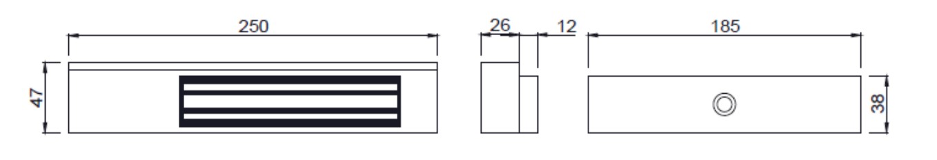 Slimline-Electro-Magnetic-Lock-Grade-2-Dimensions-Diagram