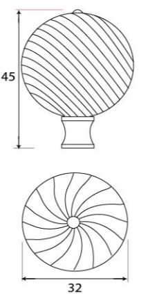 Spiral-Design-Cupboard-Door-Knob-32mm-Diameter-Diagram