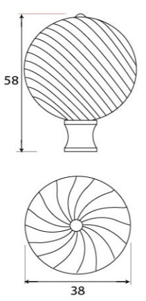 Spiral-Design-Cupboard-Door-Knob-38mm-Diameter-Diagram