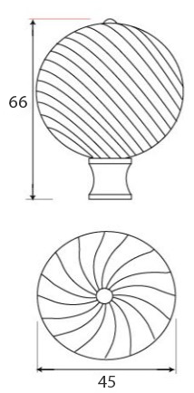 Spiral-Design-Cupboard-Door-Knob-45mm-Diameter-Diagram
