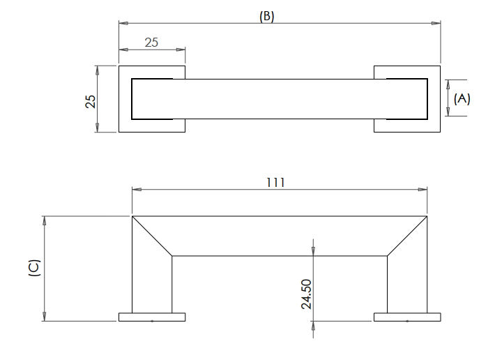Square-Section-D-Shape-Cabinet-Pull-Handle-Dimensions-Diagram Square-Section-D-Shape-Cabinet-Pull-Handle-Dimensions-Diagram