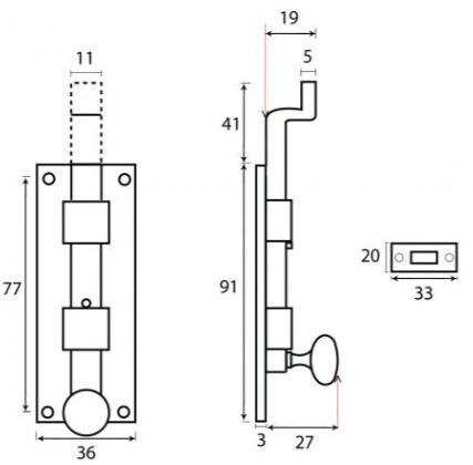 Traditional-Pattern-Cranked-Design-Door-Bolt-91mm-x-36mm-Diagram
