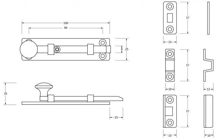 Traditional-Pattern-Straight-Design-Universal-Door-Bolt-4-Inch-Diagram