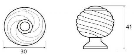 Twisted-Design-Cupboard-Door-Knob-30mm-Diameter-Diagram
