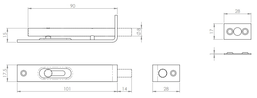 Small Flush Bolt - Slide Pattern - Diagram Small Flush Bolt - Slide Pattern - Diagram