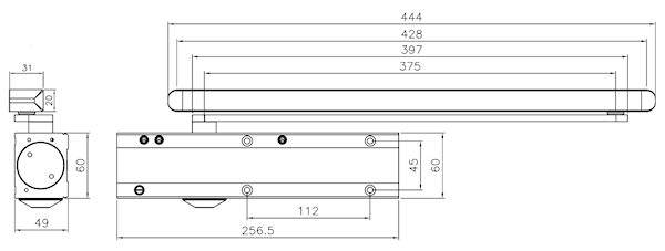 Surface Mounted CAM Action Closer Dimensions