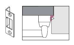 Diagram showing the receiver plate supplied with the Exidor 296 panic latch set