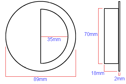 Diagram-Showing Dimensions Of The FPH1000 Contemporary Design Rectangular Shape Flush Fitting Pull Handle.