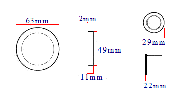Diagram and dimensions for the flush handle set for sliding pocket doors