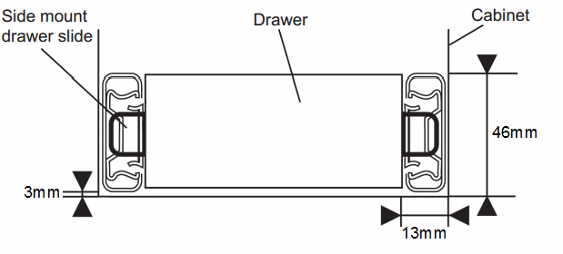 Diagram Showing Dimensions Of The Ball Bearing Full Extension Drawer Runners