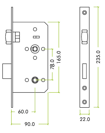 Roller ball bathroom mortice lock for accessible toilet doors dimensions diagram