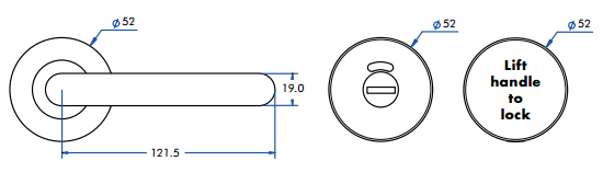 Accessible toilet lock lever handles dimensions