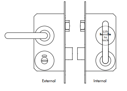 Accessible Bathroom Roller Lock For Disabled Toilet Doors - Dimensions