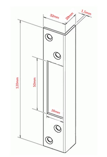 Dimensions Diagram For Angled Strike Plate