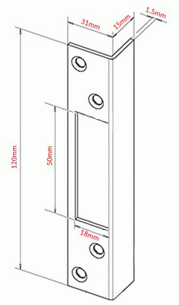 Dimensions Diagram For Angled Strike Plate
