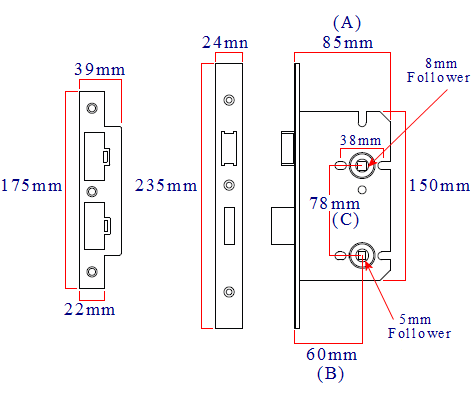 Escape The Bathroom Lock Code din style bathroom mortice lock - 60mm backset - (78mm centres Escape The Bathroom Lock Code din style bathroom mortice lock - 60mm backset - (78mm centres