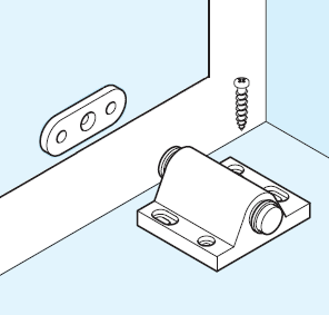 Diagram Showing How The Hafele Black Magnetic Pressure Catch Is Fitted