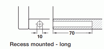 Diagram showing drilling dimensions for recess mounting tubular touch latch